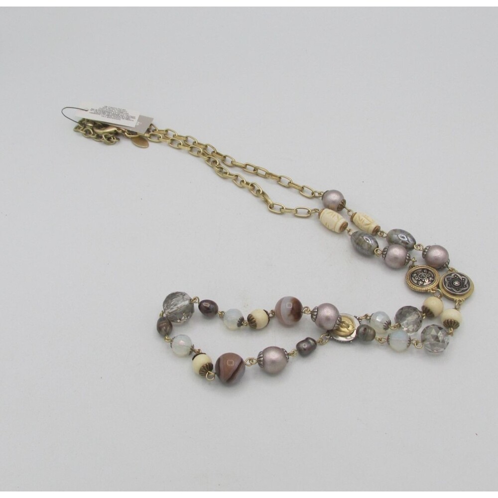 Chico's Vintage Style Long Beaded Station Necklace NWT Multi Pastel NWT 36 in - Picture 5 of 6